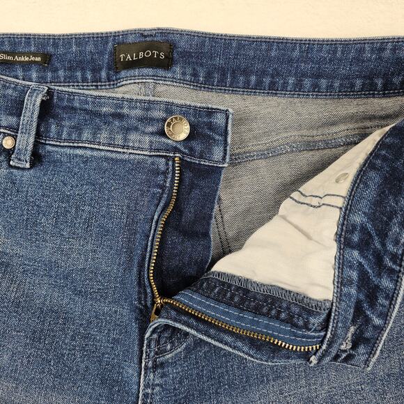 Talbots Womens Jeans Sz 14 Slim Ankle Cropped Split Hem Bling Accents 27" Inseam - Picture 4 of 10